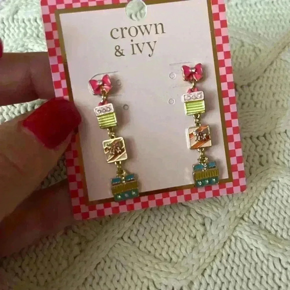 NWT Crown & Ivy Christmas Holiday Earrings Pierced - Picture 4 of 6